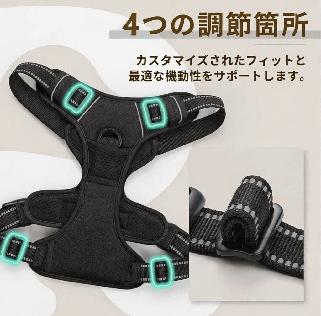 ZenPaw™ 高反射・衝撃吸収ハーネス (夜間散歩対応)