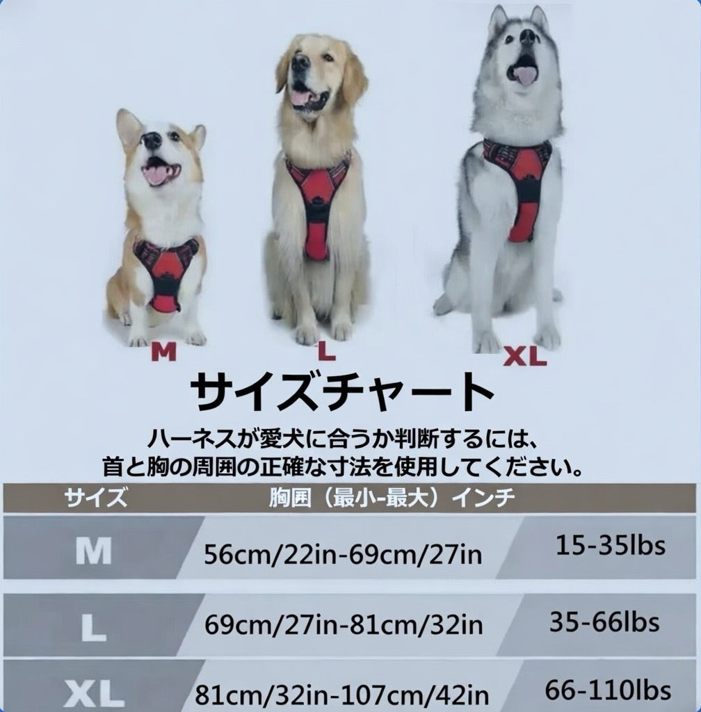 ZenPaw™ 高反射・衝撃吸収ハーネス (夜間散歩対応)