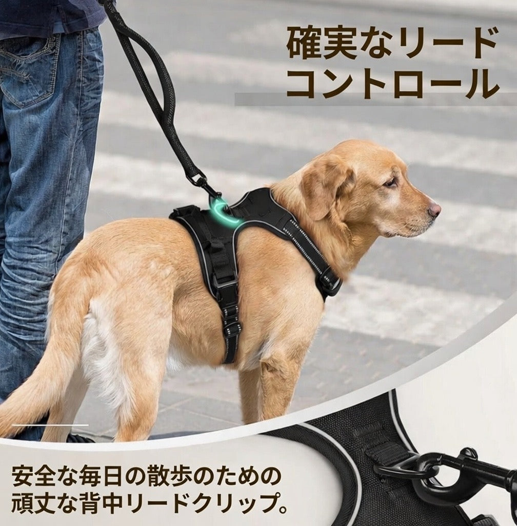 ZenPaw™ 高反射・衝撃吸収ハーネス (夜間散歩対応)