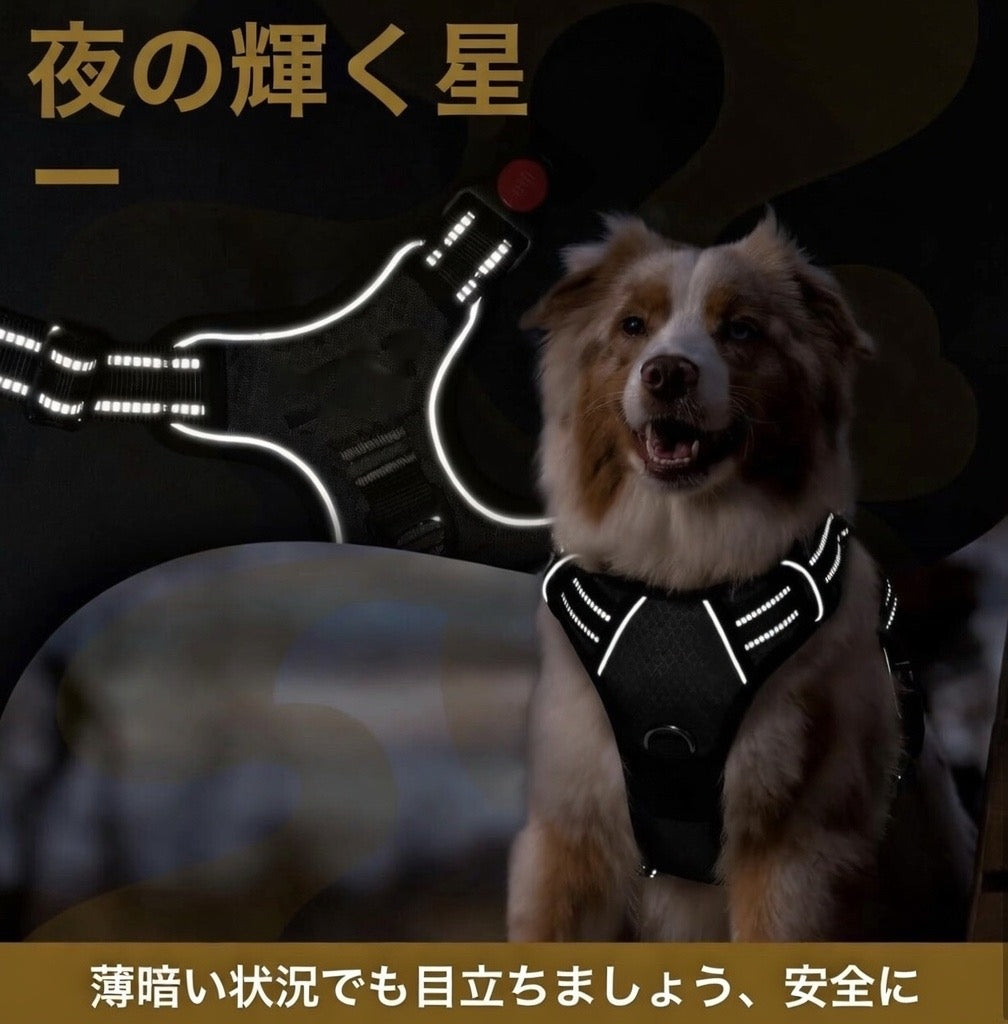 ZenPaw™ 高反射・衝撃吸収ハーネス (夜間散歩対応)